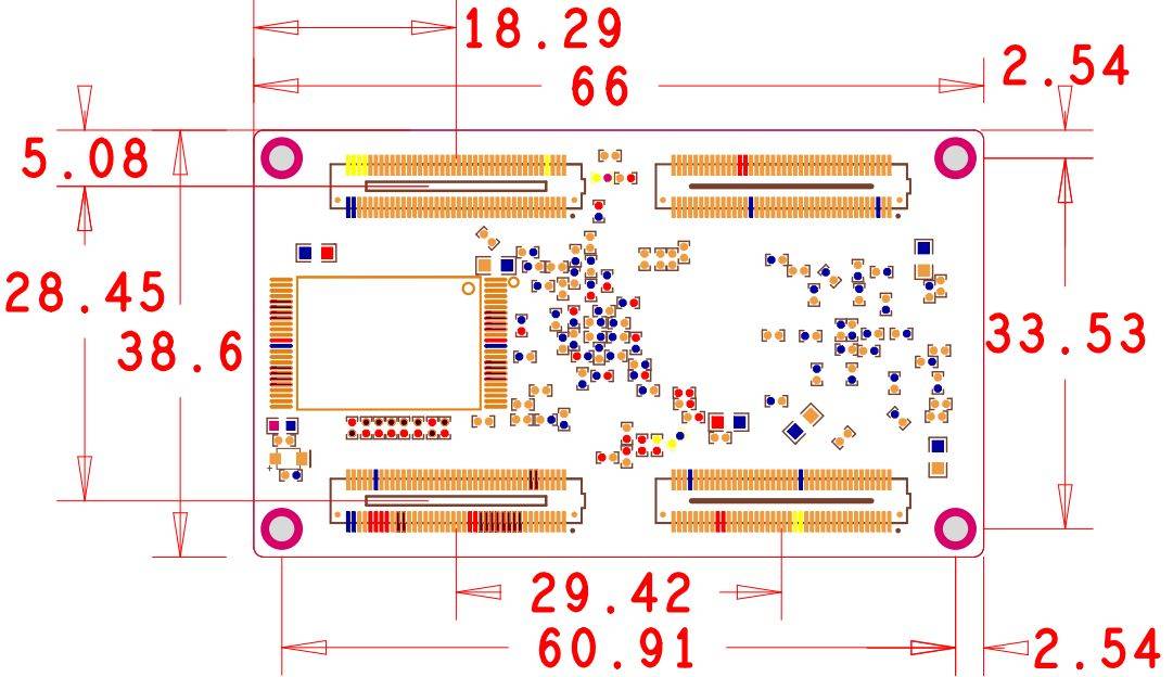 TL138F-EasyEVM核心板机械尺寸图