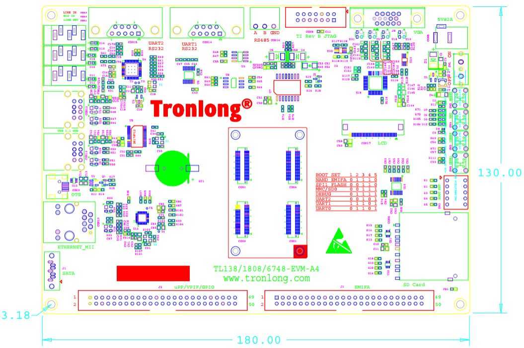 TL138-EVM开发板底板机械尺寸图
