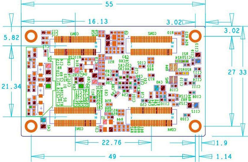 TL138-EasyEVM核心板机械尺寸图