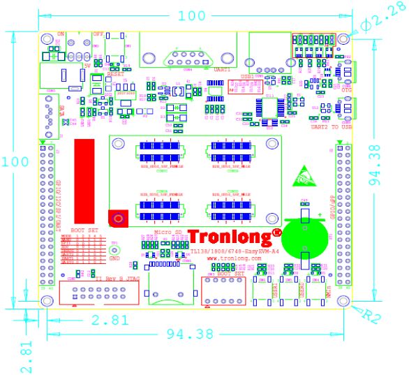 TL138-EasyEVM开发板底板机械尺寸图